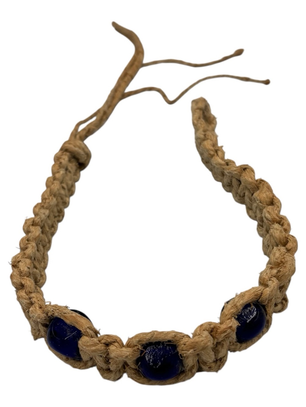 15.5” Handmade Thick Hemp 6.5” Adjustable Necklace W/ 3 Pendant